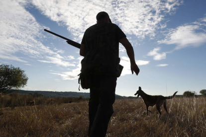 Un cazador junto a su perro en una jornada de actividad.