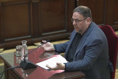 Oriol Junqueras durante su participación en el juicio del ‘procés’.