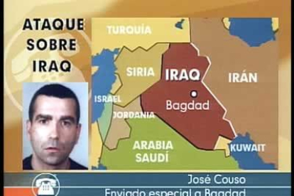 Fotografía de enlace utilizada por Telecinco para conectar con el enviado especial José Couso, de 37 años, fallecido en Bagdad tras ser herido por un proyectil americano que alcanzó el Hotel Palestina..
