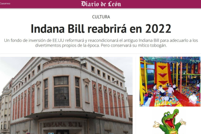 Montaje con la tipografía del Diario de León, con errata en el titular, y una imagen del antiguo Teatro Trianón. DL