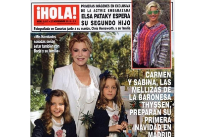 La baronesa Thyssen y sus hijas en la portada de la revista '¡Hola!'.