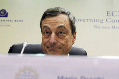 Mario Draghi durante la rueda de prensa.