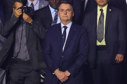El presidente brasileño, Jair Bolsonaro, durante un encuentro de la Copa América entre Brasil y Bolivia, este viernes, en Sao Paulo.