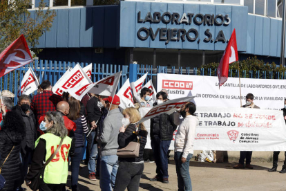 Protesta convocada en mayo por los trabajadores de Ovejero para mantener el empleo. MARCIANO PÉREZ