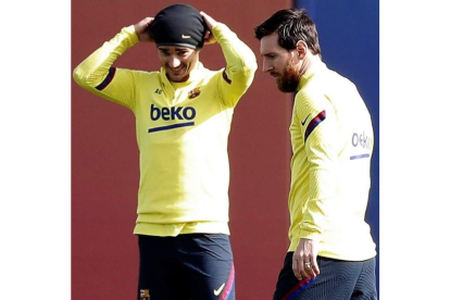 Griezmann, junto a Leo Messi en un entrenamiento.