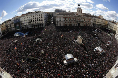 Sol, durante la marcha convocada por Podemos