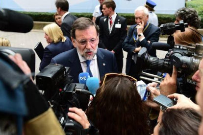 El presidente del Gobierno, Mariano Rajoy, este miércoles a su llegada a Bruselas.