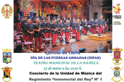 Cartel del concierto de la Unidad de Música del Regimiento Inmemorial del Rey nº1. DL