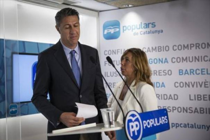 Xavier García Albiol y Alicia Sánchez-Camacho, ayer, en la rueda de prensa posterior al comité ejecutivo del PPC.