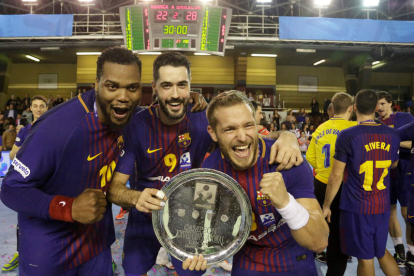 La última vez que el Ademar organizó la Copa Asobal fue en 2017, con el Barça como campeón. S. PÉREZ
