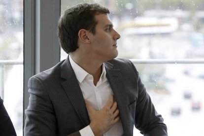 Rivera, durante la reunión de la Ejecutiva Nacional del partido ayer en Madrid. PACO CAMPOS