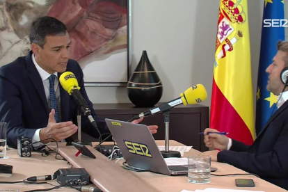 Pedro Sánchez durante la entrevista concedida esta mañana a la Ser.