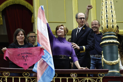 La presidenta de la federación plataforma trans, Mar Cambrollé, ayer en el Congreso. CHEMA MOYA