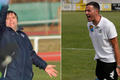 Miguel Ángel Miñambres y José Luis Lago, entrenadores del Atlético Bembibre y Atlético Astorga. F. OTERO