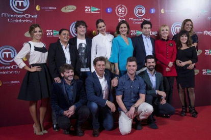 El jurado y los concursantes del nuevo concurso de TVE-1 'Masterchef Celebrity', en la presentación del programa en Madrid.