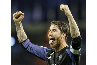 Ramos celebra uno de los goles del Madrid.