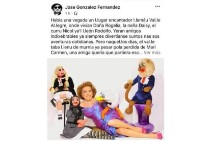 Los asuntos de actualidad también tienen cabida en el Facebook de José González Fernández, Xose, como la muerte de Mari Carmen y sus muñecos.