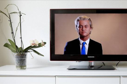 Geert Wilders, en su espacio en la televisión holandesa.