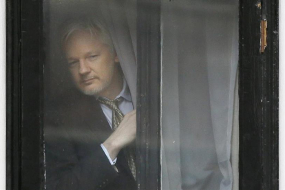 Julian Assange, en la Embajada de Ecuador en Londres.
