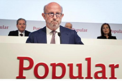Emilio Saracho, presidente del Banco Popular, durante la última junta de accionistas, el pasado mes de abril.
