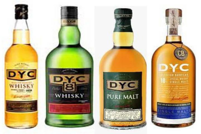 Botellas de la familia de whisky DYC