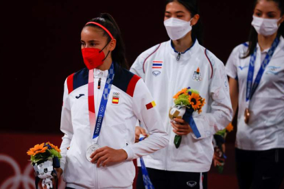 Adriana Cerezo Iglesias, la más joven del equipo olímpico español en Tokio, logró la medalla de plata en taekwondo y a punto estuvo de llevarse el oro. MIGUEL GUTIÉRREZ