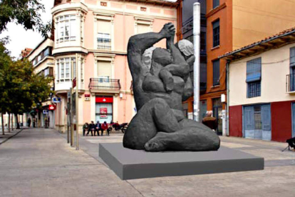 Recreación del resultado del proyecto escultórico de Castorina en el centro de Astorga.