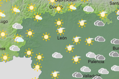 Mapa de la Agencia Estatal de Meteorología con la predicción para la provincia de León. AEMET