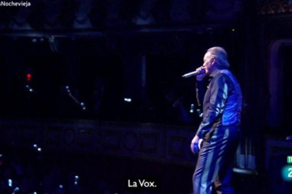 La actuación de Bertín Osborne, con el rótulo de La Vox, en el programa Cachitos de La 2.