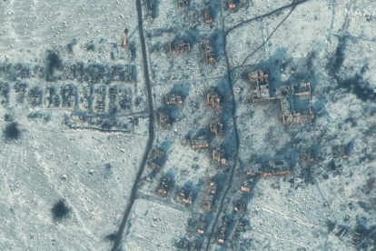 Imagen de la devastación en Soledar. MAXAR TECHNOLOGIES HANDOUT