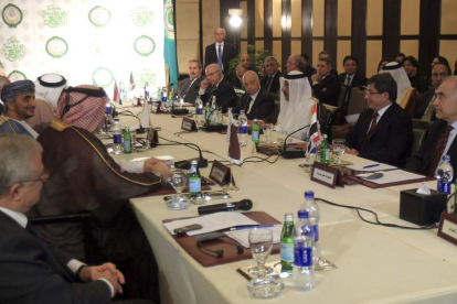 Vista de la reunión de emergencia de ministros de la Liga Árabe en El Cairo.