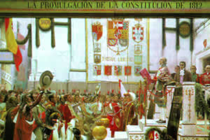Cuadro de Salvador Viniegra sobre la promulgación de «La Pepa», pintado en el centenario