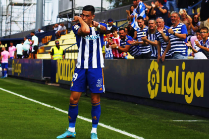Edu Espiau celebra su segundo y hasta ahora último gol de esta campaña ante el Villarreal B. OAC