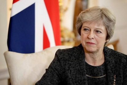 La primera ministra británica, Theresa May, en su residencia de Downing Street.
