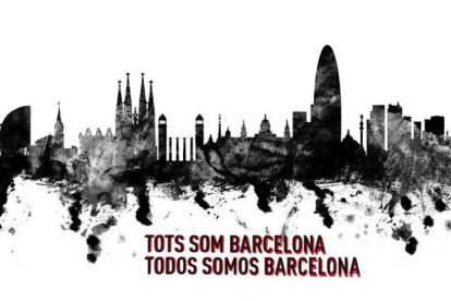 Una de las imágenes difundidas en Twitter en solidaridad con Barcelona.