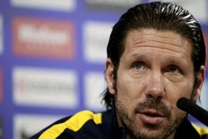 Diego Pablo Simeone, durante la rueda de prensa en la ciudad deportiva del Atlético.