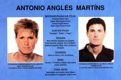 Imagen de archivo con el cartel editado por el Ministerio del Interior para la búsqueda de Antonio Anglés Martíns. EFE