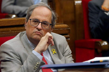 El presidente de la Generalitat, Quim Torra, en el parlamento catalán. QUIQUE GARCÍA