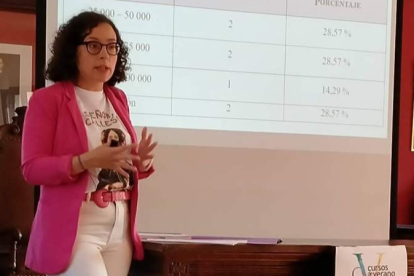 Ana Cristina Rodríguez Guerra presentó los avances de su investigación sobre la represión económica de la dictadura en León. DL