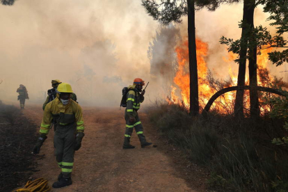 Imagen de archivo de un incendio forestal en la comarca. L. DE LA MATA