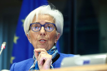 Christine Lagarde ayer, durante su intervención ante el Parlamento Europeo. STEPHANIE LECOCQ