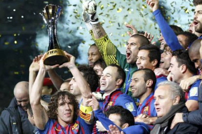 El FC Barcelona dio una lección magistral de fútbol al Santos y conquistó el título mundial de clubs. Foto: KOJI SASAHARA/AP