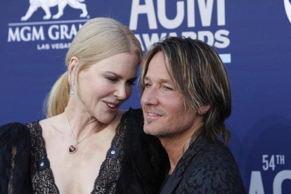 Keith Urban, junto a su mujer, la actriz Nicole Kidman, en un acto en Las Vegas en abril pasado.