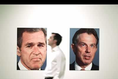 Los retratos de Bush y el primer ministro británico realizados por el fotógrafo checo Jiri David, uno de los invitados internacionales de la muestra.
