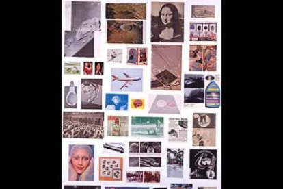 Collage de Luis Gordillo con fotos de prensa realizadas entre los años 1970-1980.