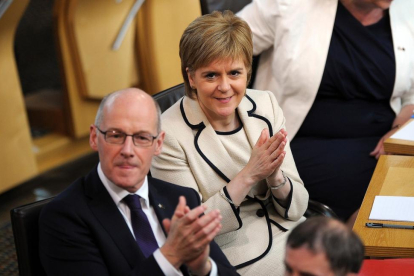 La ministra principal de Escocia, Nicola Sturgeon, durante el debate de los resultados del  'brexit' en el Parlamento escocés.