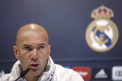Zinedine Zidane, durante la rueda de prensa de este sábado en la ciudad deportiva de Valdebebas.