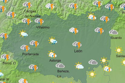 Mapa con la predicción del tiempo para León. AEMET