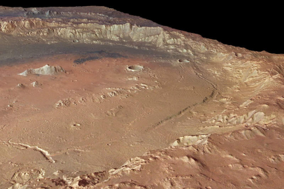 Cráteres en una de las zonas de Marte que estuvo ocupada por el agua. esa