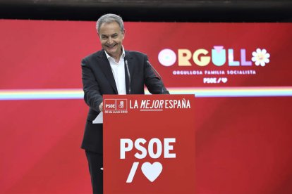 Zapatero en Madrid, durante el mitin del PSOE para las elecciones generales del 23-J. PRENSA PSOE